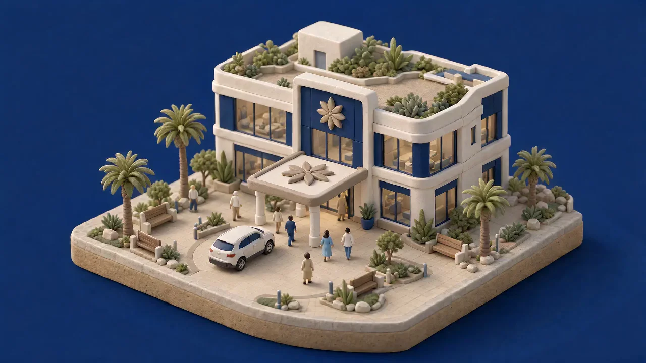 Clay diorama of an Ajman Health Services clinic